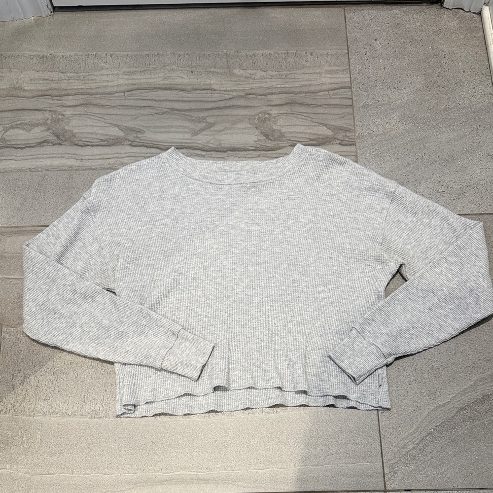 Aritzia TNA Long Sleeve Waffle Cropped Top